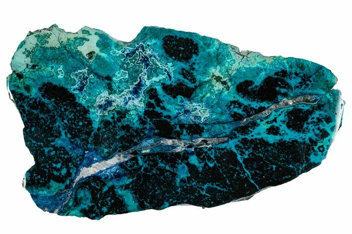 Vibrant Chrysocolla and Shattuckite Slab - Mexico #337005